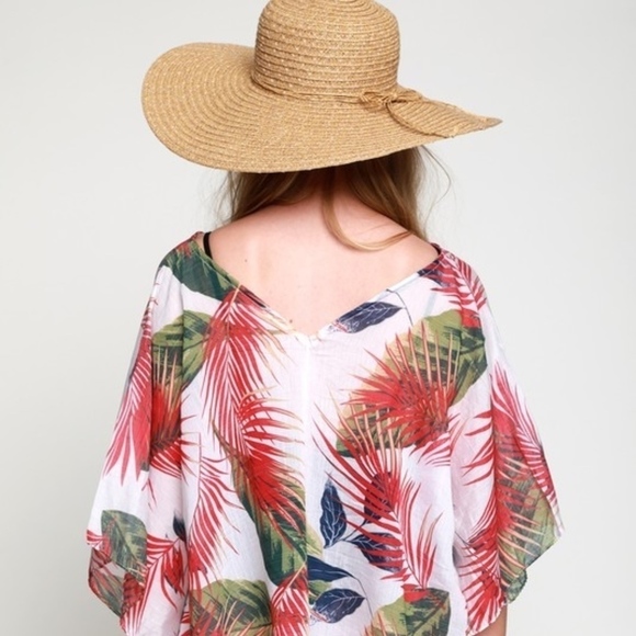 Red Tropical Pattern Coverup BB1175 - Picture 5 of 5